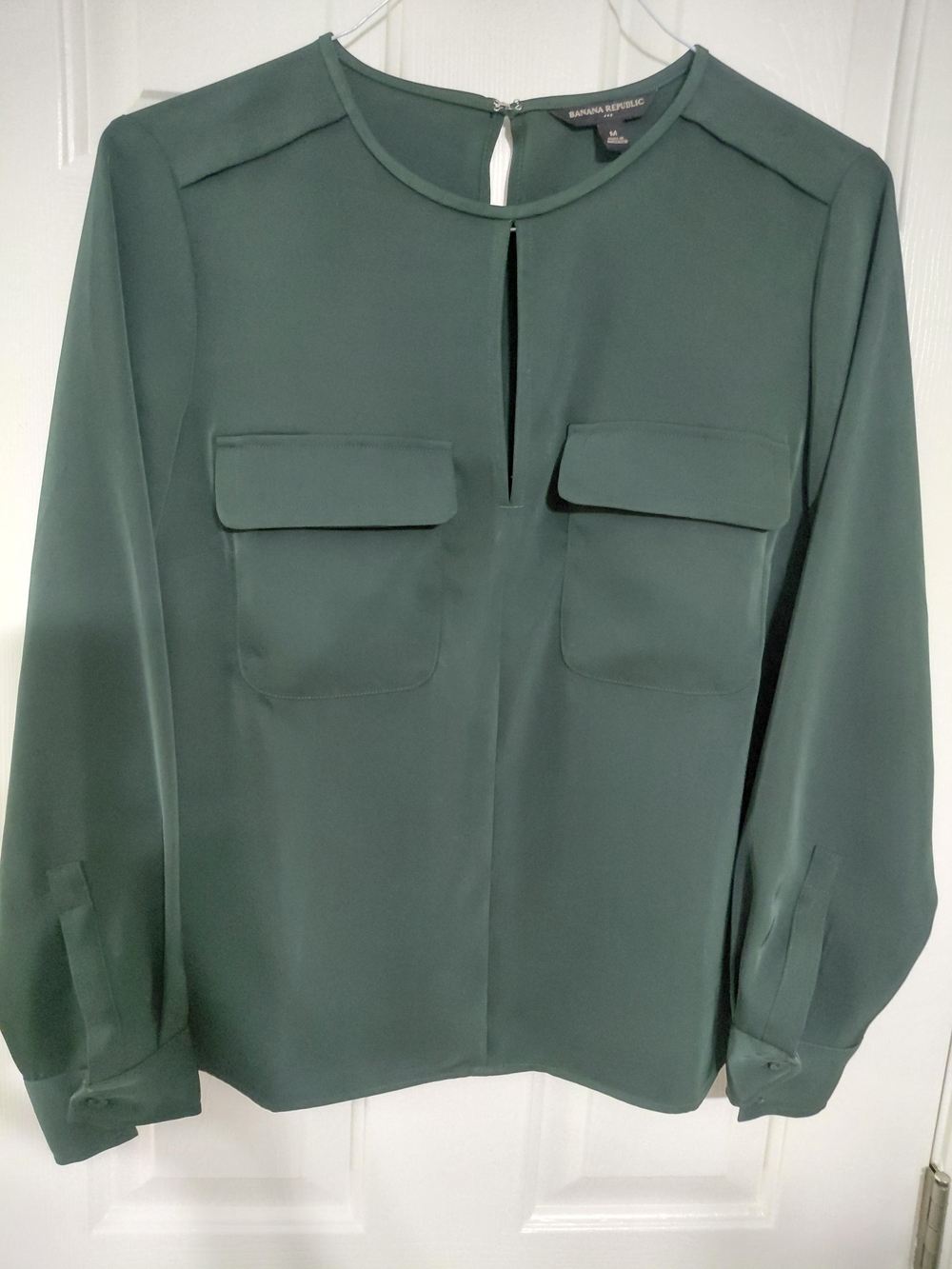 Banana Republic Women's Forest Green Long Sleeve Blouse